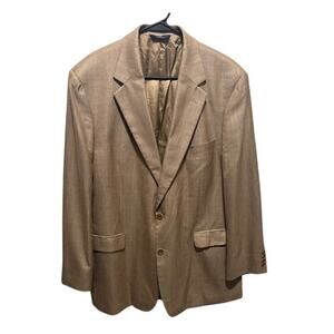 346 Brooks Brothers Silk Wool Plaid Blazer Sport Coat Suit Jacket 46 L Brown Tan
